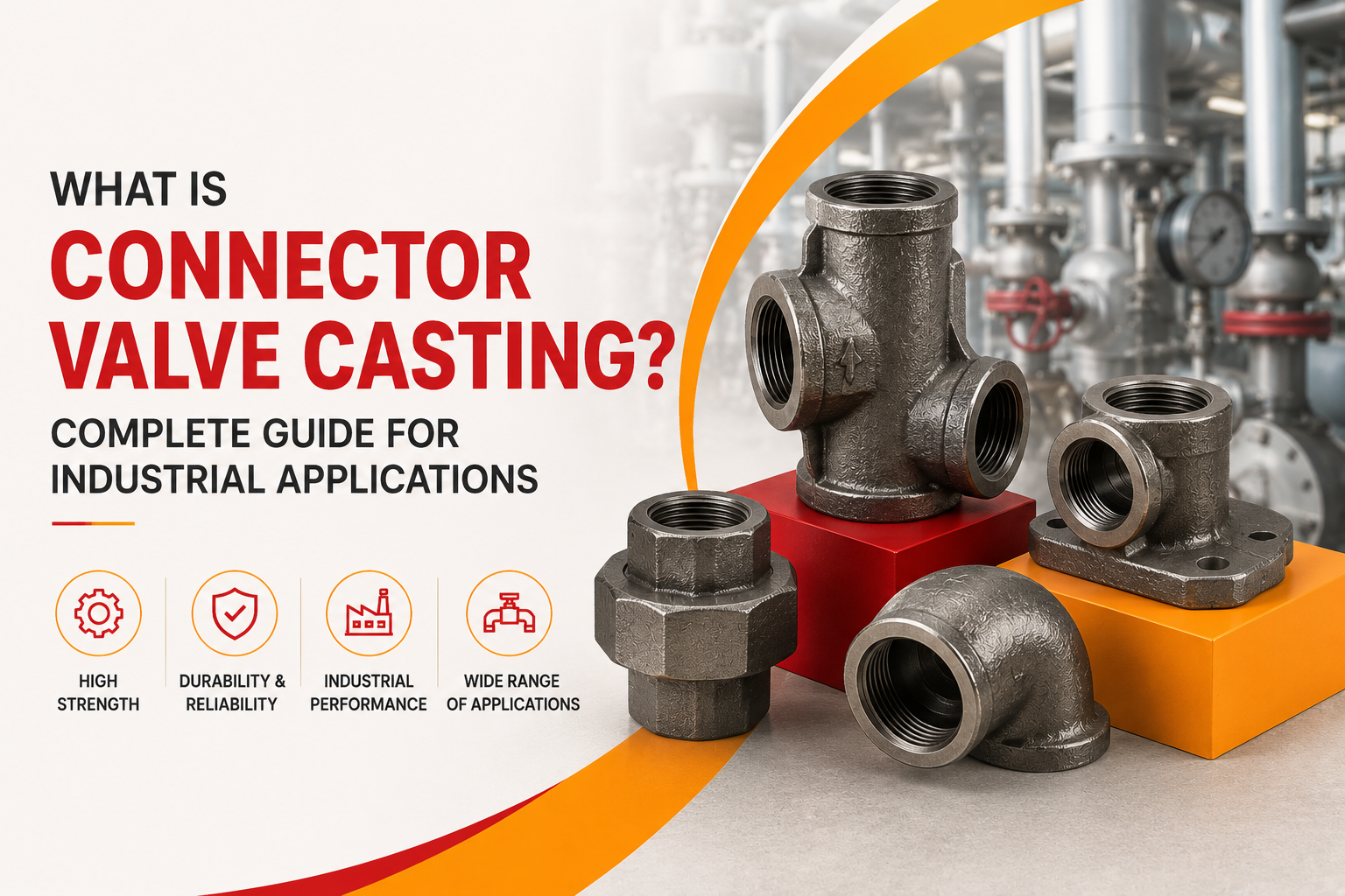 Industrial connector valve casting components used in various industrial piping and fluid control applications